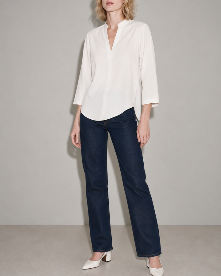 Blusa Dama Blusa Elegante Cuello V con Botones - Purple Rain