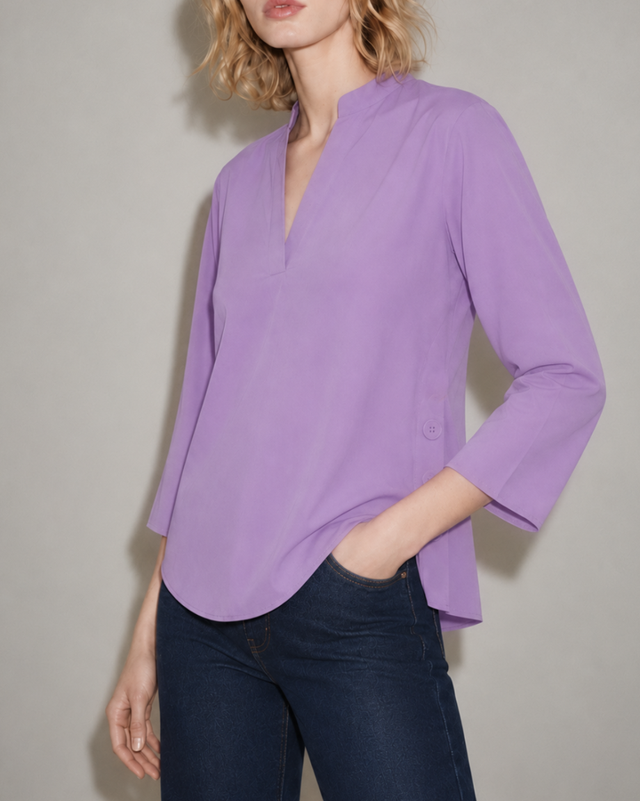 Blusa Dama Blusa Elegante Cuello V con Botones - Purple Rain