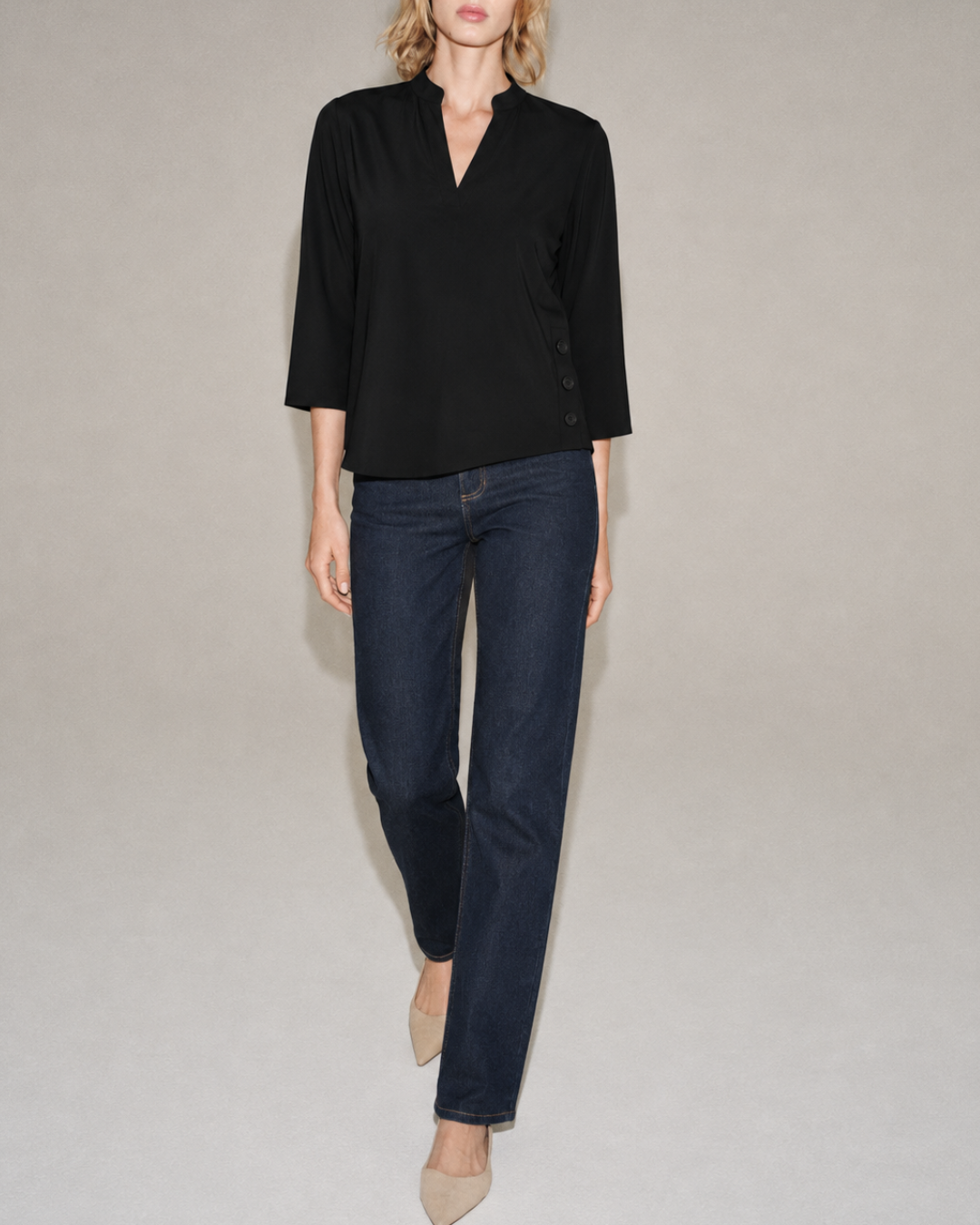 Blusa Dama Blusa Elegante Cuello V con Botones - Purple Rain