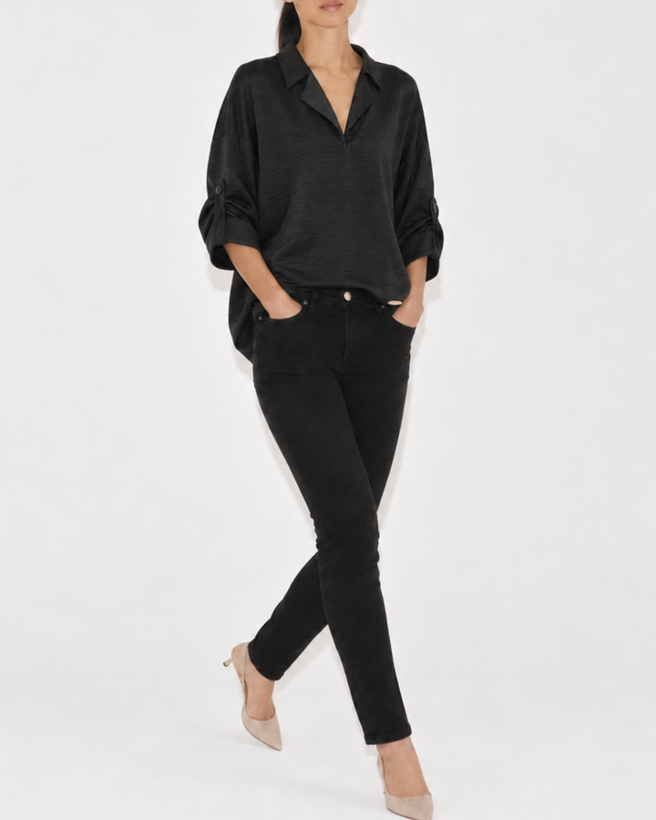 Blusa Dama Victoria Cuello Abierto y Manga ¾ - Purple Rain