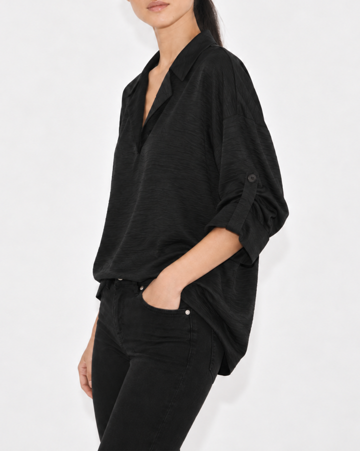 Blusa Dama Victoria Cuello Abierto y Manga ¾ - Purple Rain