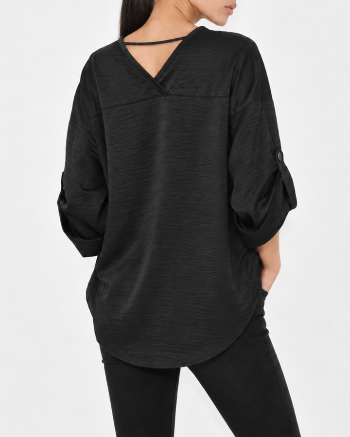 Blusa Dama Victoria Cuello Abierto y Manga ¾ - Purple Rain