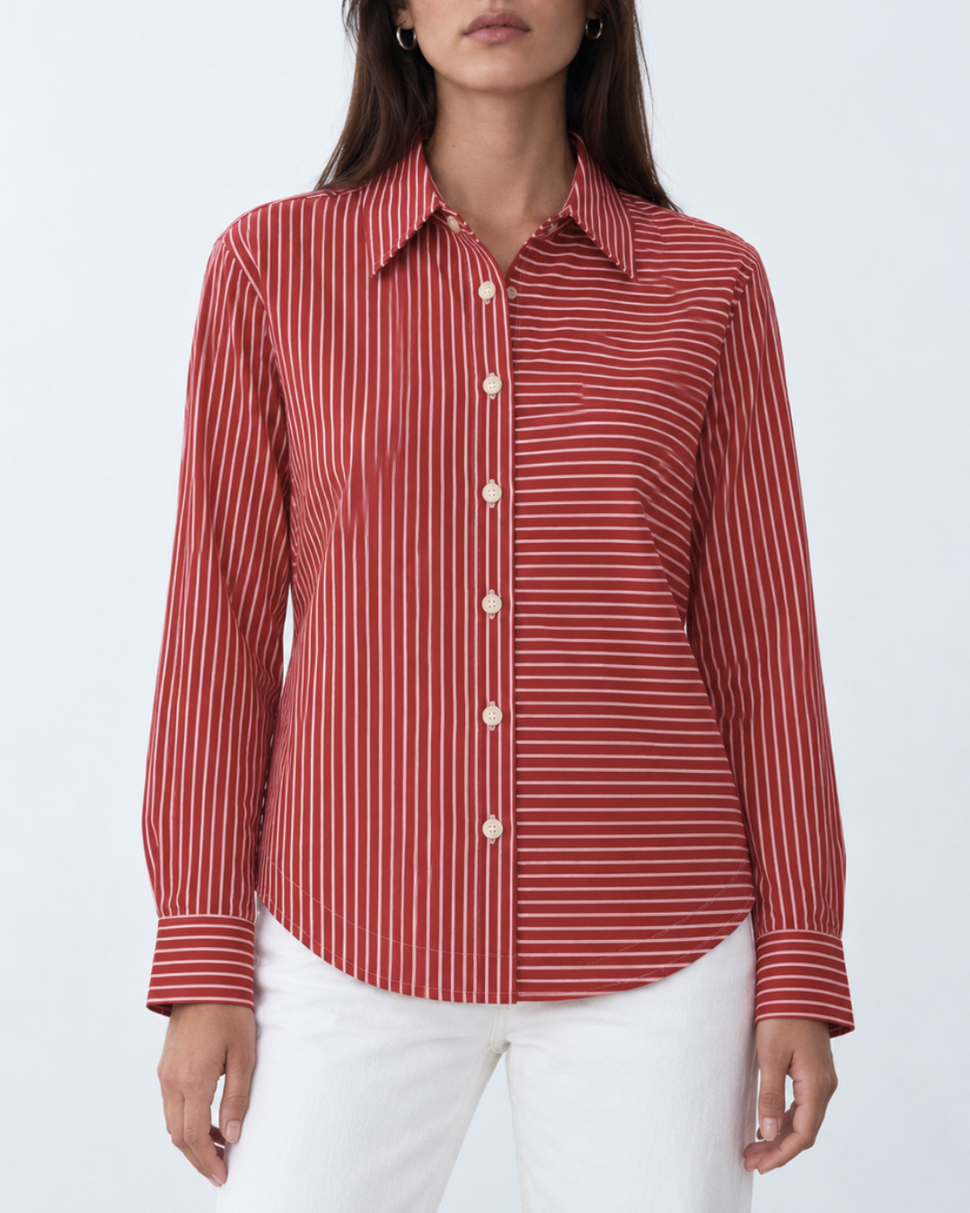 Blusa Dama de Rayas Manga Larga