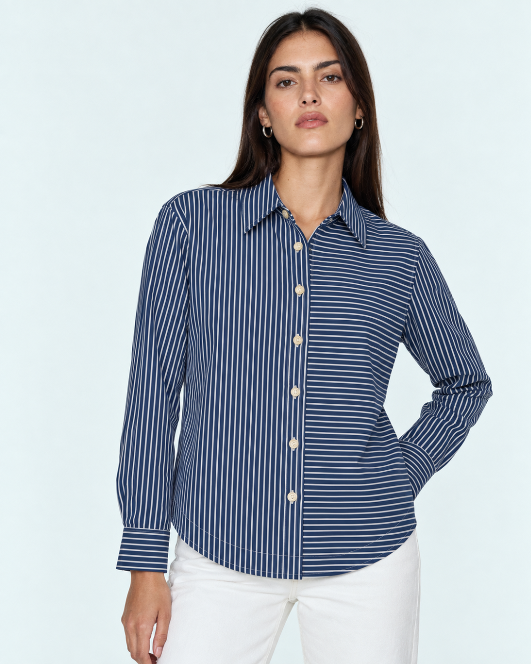 Blusa Dama de Rayas Manga Larga