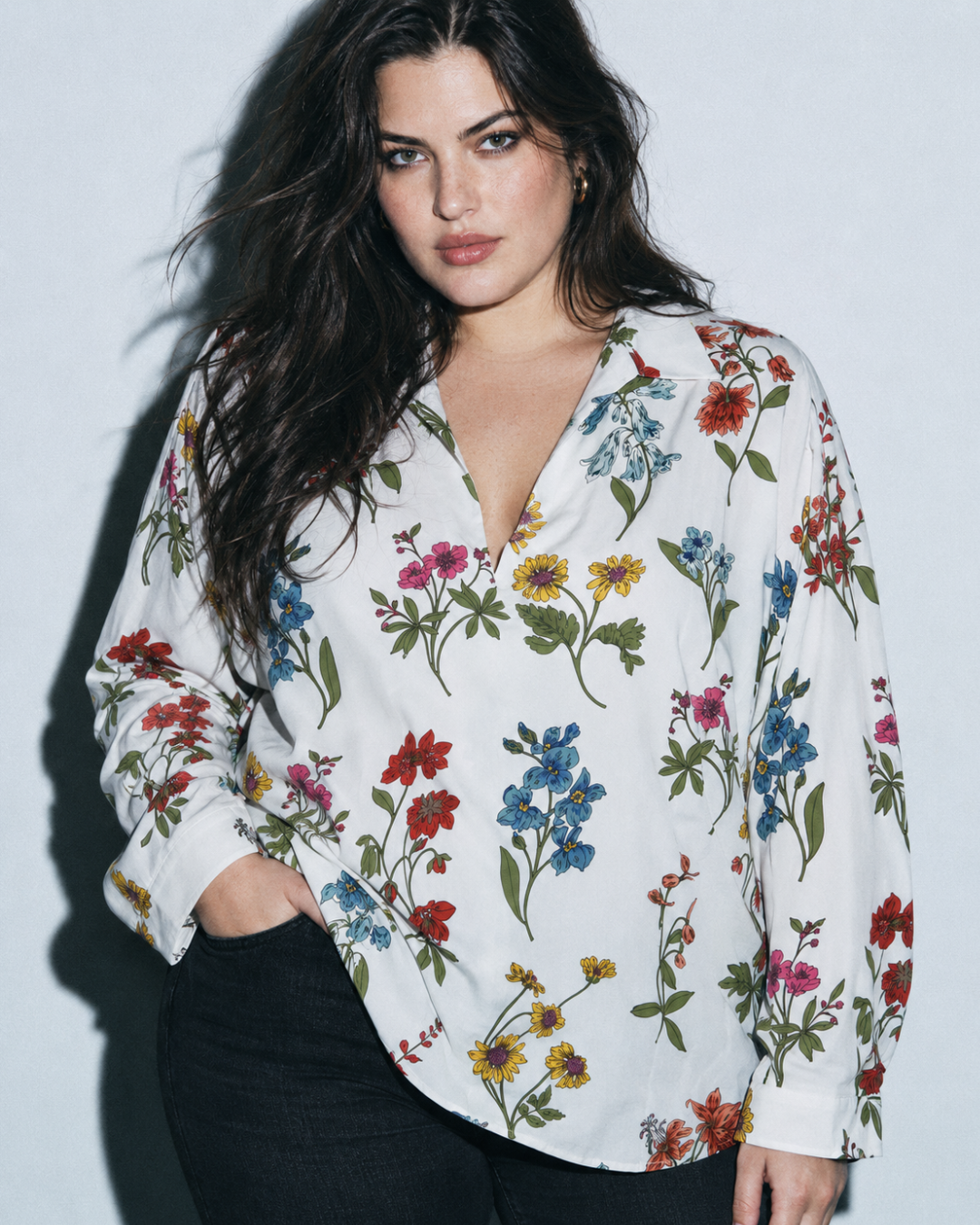 Blusa Dama floral 100% rayón-viscosa