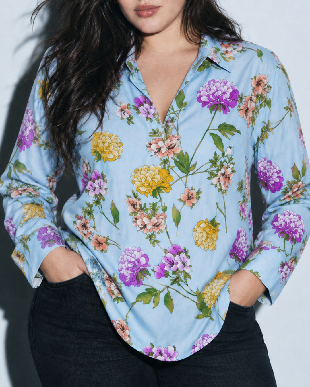Blusa Dama floral 100% rayón-viscosa