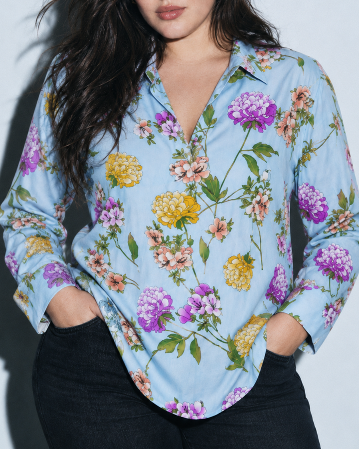 Blusa Dama floral 100% rayón-viscosa