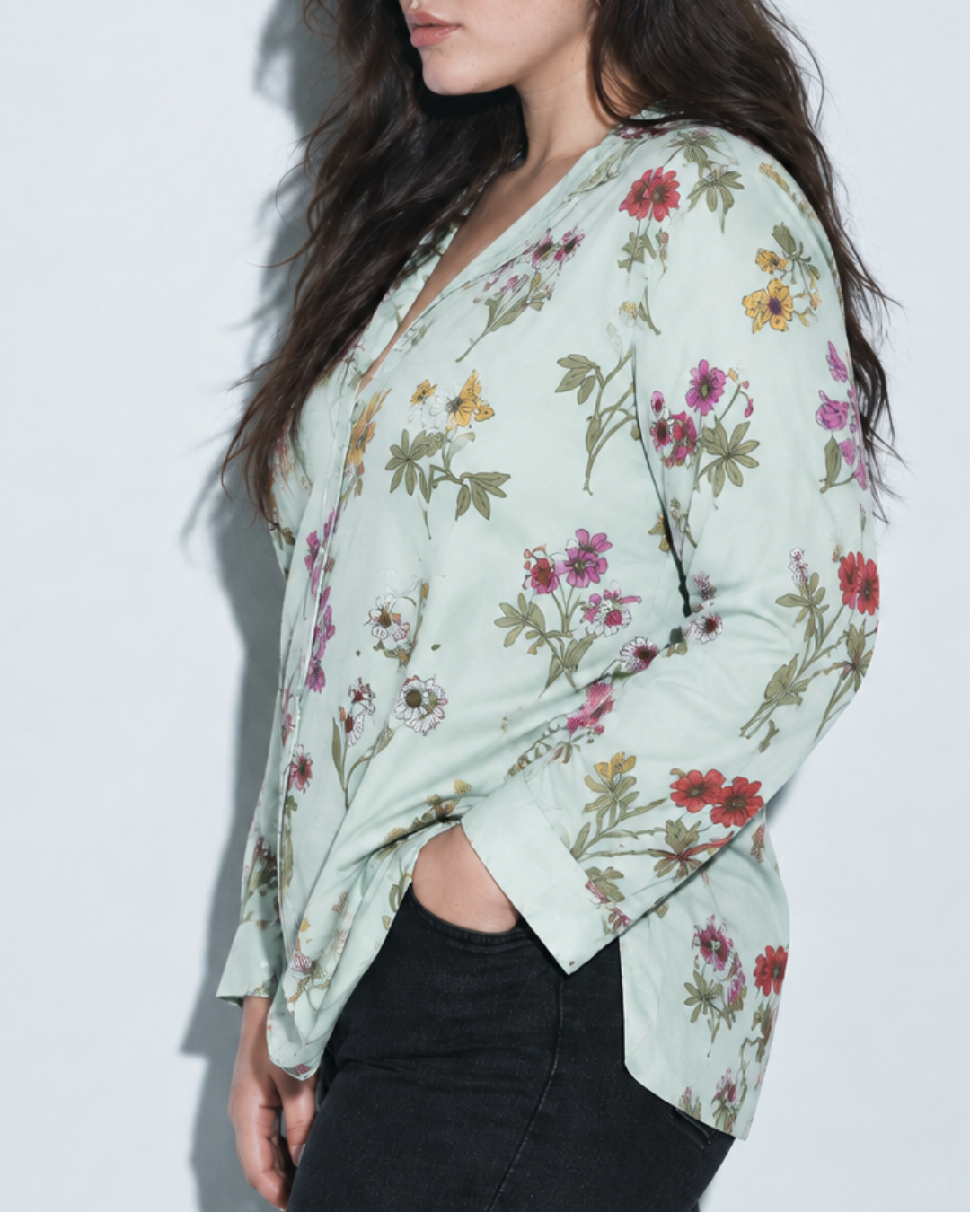 Blusa Dama floral 100% rayón-viscosa
