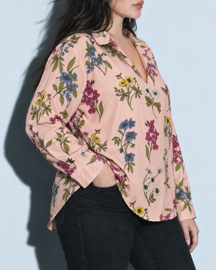Blusa Dama floral 100% rayón-viscosa