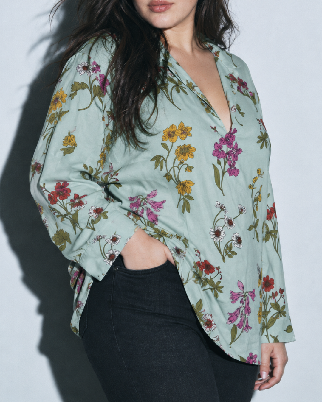 Blusa Dama floral 100% rayón-viscosa