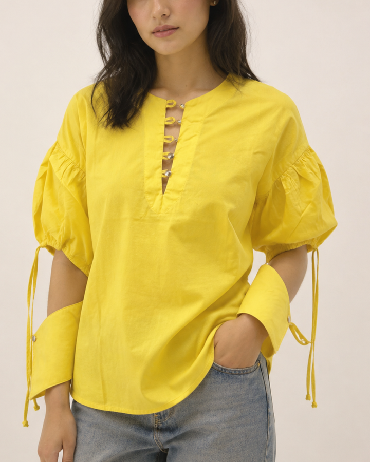 Blusa Mujer Manga Globo en Algodón Allegra