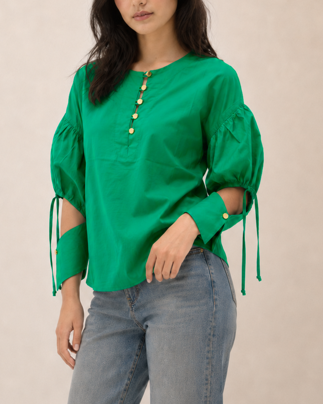 Blusa Mujer Manga Globo en Algodón Allegra