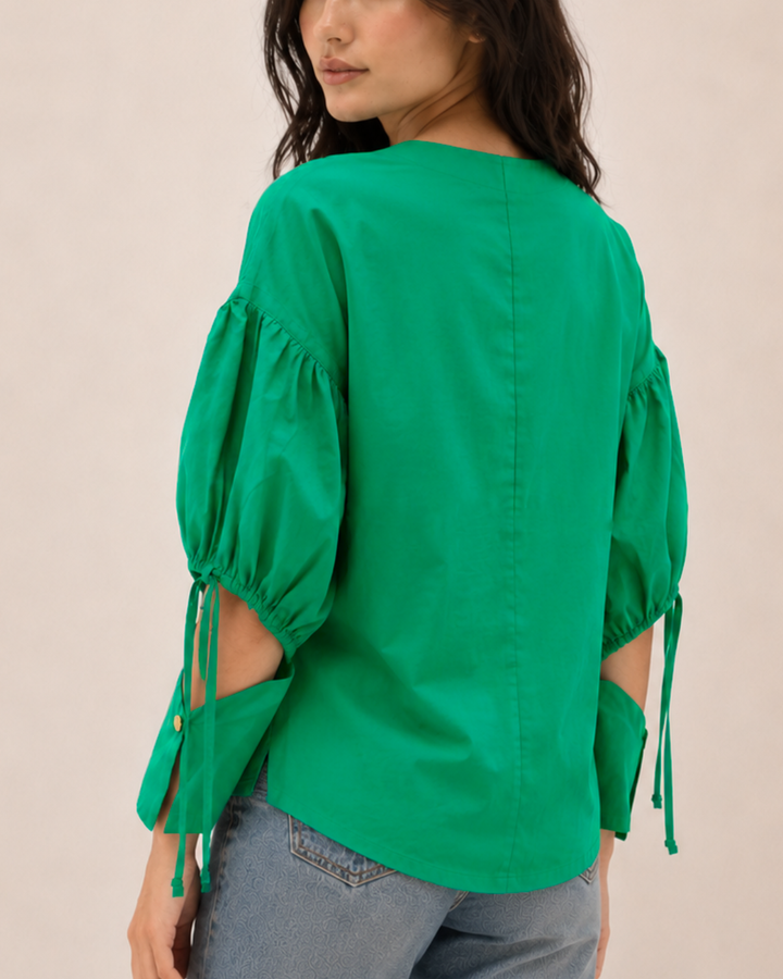 Blusa Mujer Manga Globo en Algodón Allegra