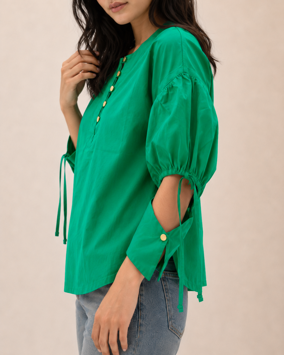 Blusa Mujer Manga Globo en Algodón Allegra