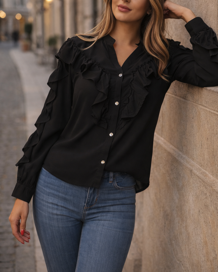 blusa con boleros negra