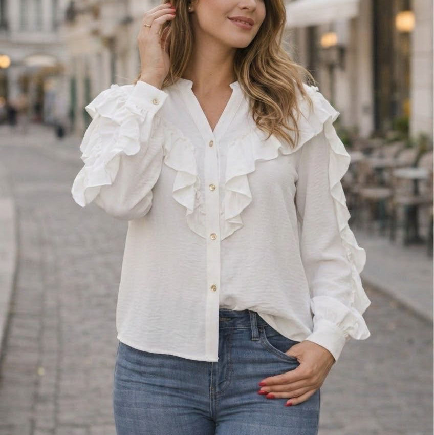 blusa blanca elegante mujer