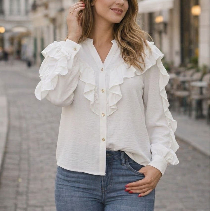 blusa blanca elegante mujer