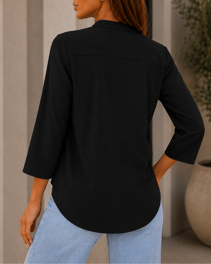 Blusa Dama Blusa Elegante Cuello V con Botones