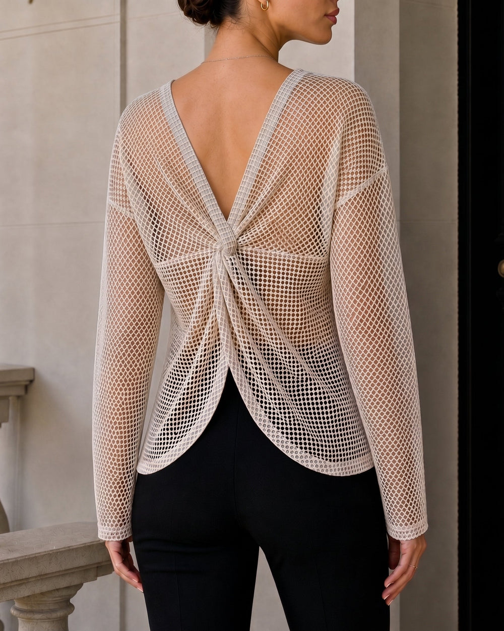 blusa transparente espalda abierta