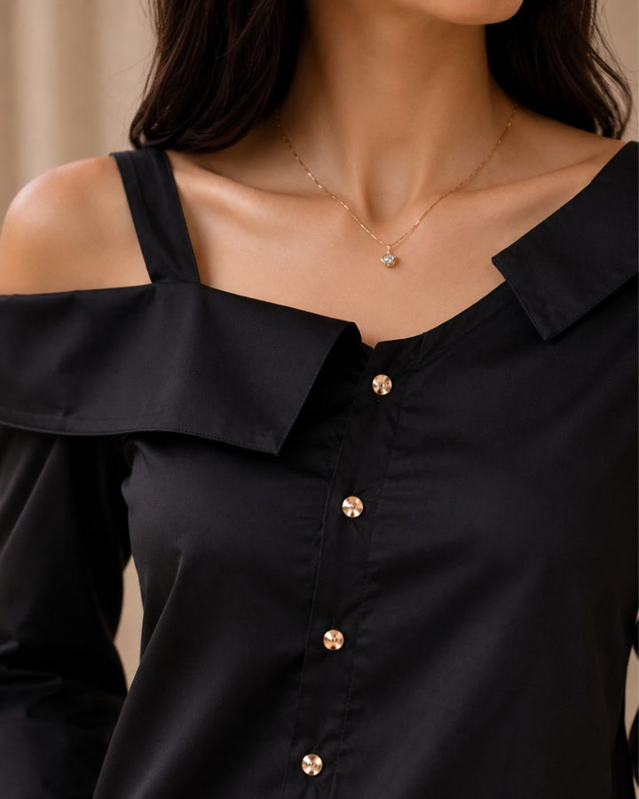 Escote asimétrico femenino
• Manga larga con volumen sutil
• Tela suave y cómoda
• Diseño elegante y versátil
• Caída fluida y favorecedora
• Ideal para ocasiones casuales o formales