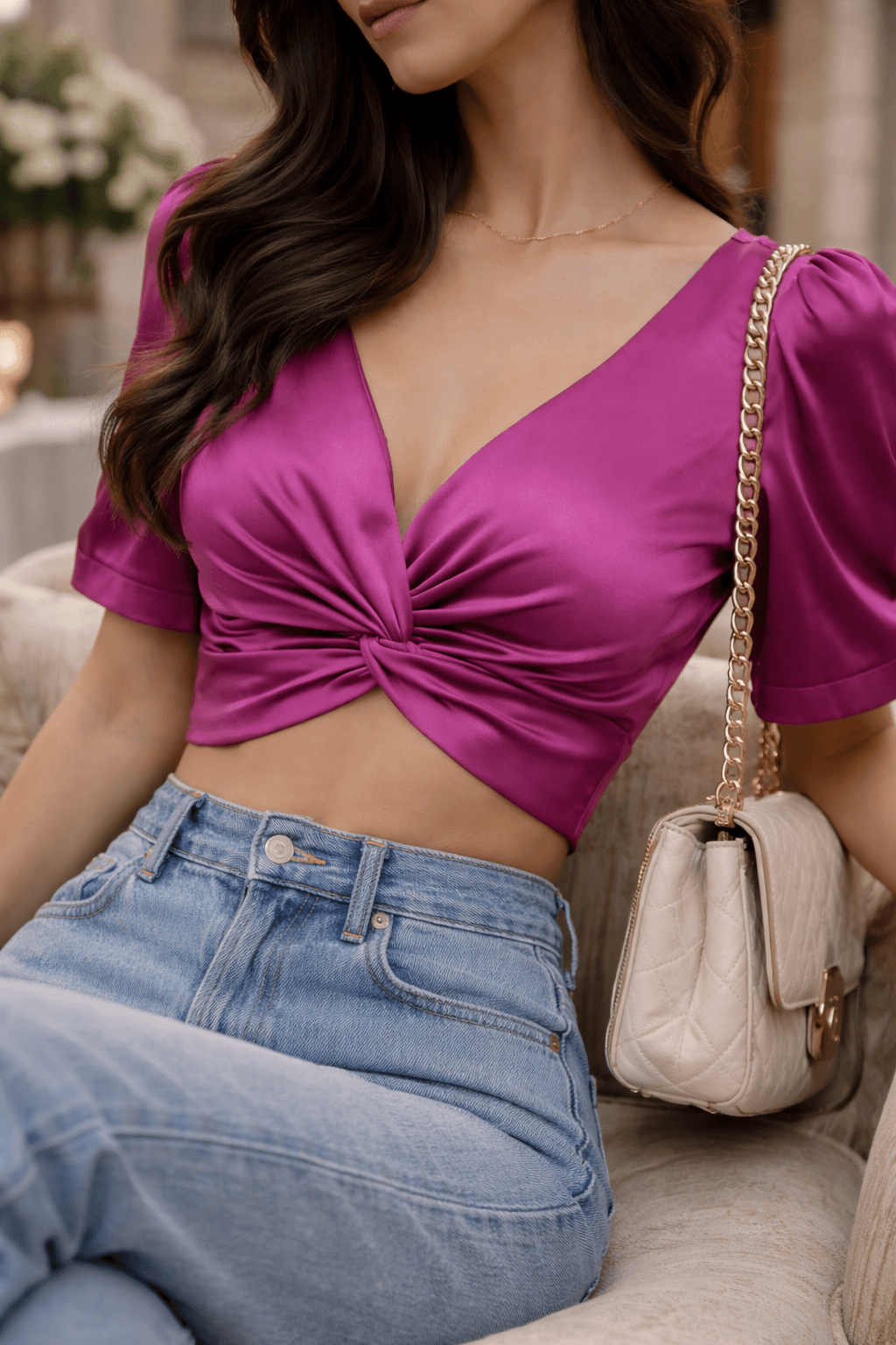 Blusa satín Siena - Purple Rain