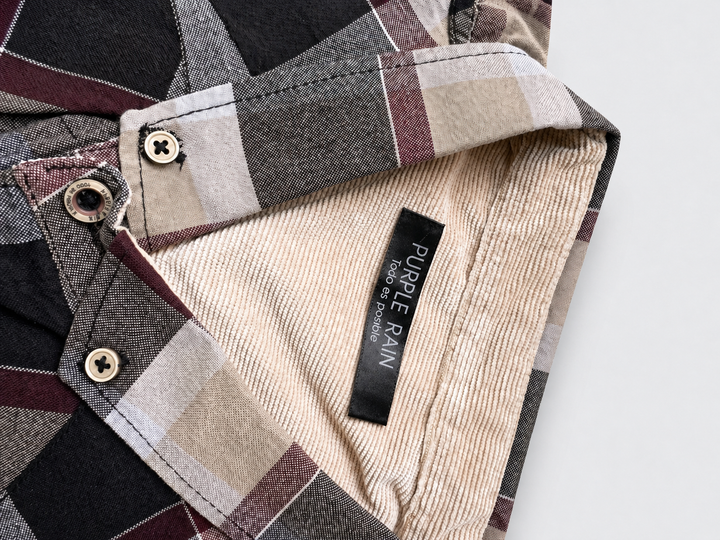 Camisa Heritage a Cuadros Beige, Gris y Negro - Purple Rain