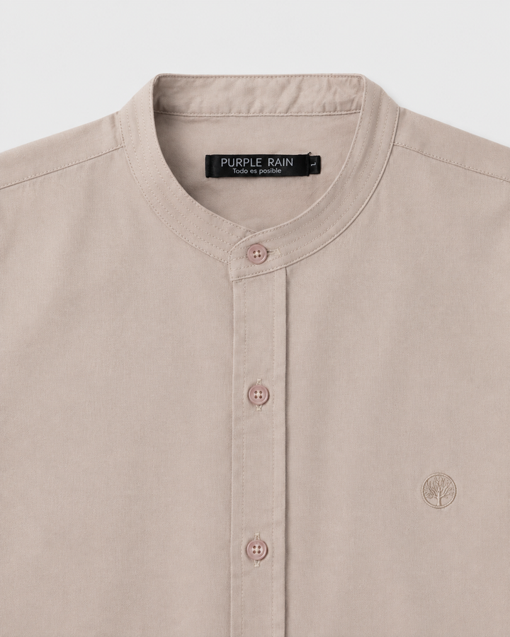 Camisa Hombre Cuello Neru tejido Micro punto Manga Larga