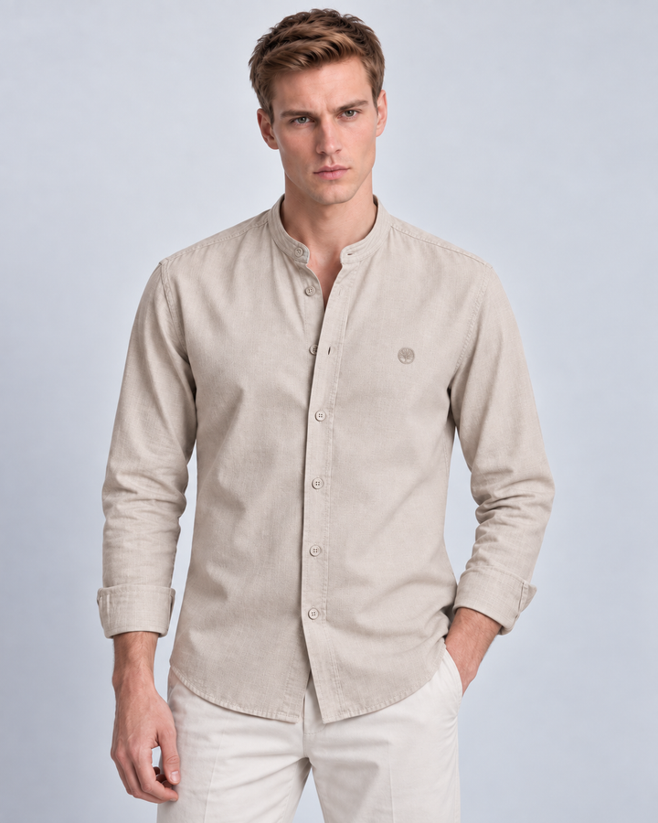 Camisa Hombre Cuello Neru  Manga Larga