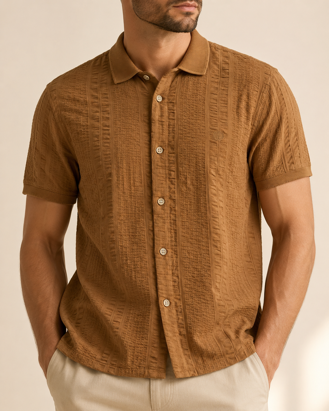 camisa hombre algodón, camisa manga corta hombre, camisa texturizada hombre, camisa fresca hombre, camisa casual elegante, camisa old money hombre, camisa premium hombre.