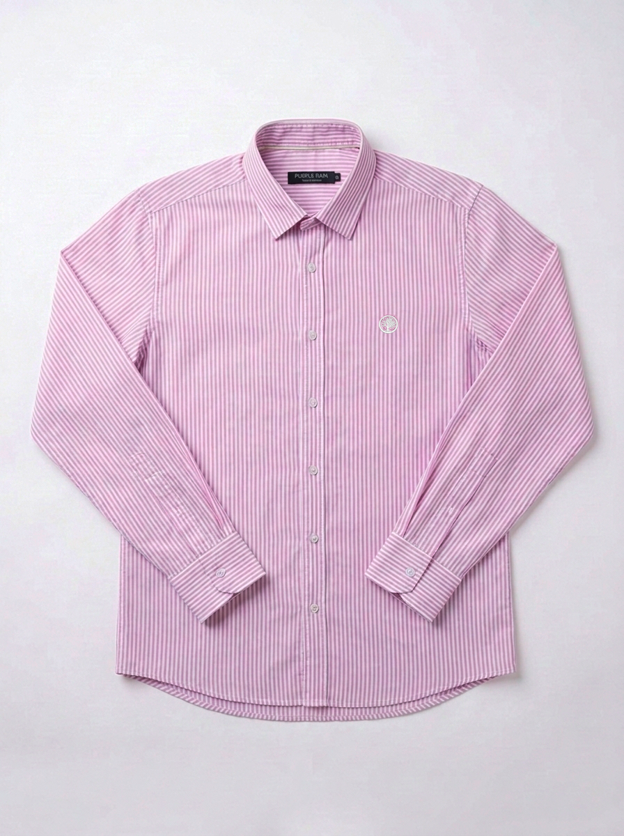 Camisa de Rayas Hombre Cuello Italiano | Portofino | Purple Rain