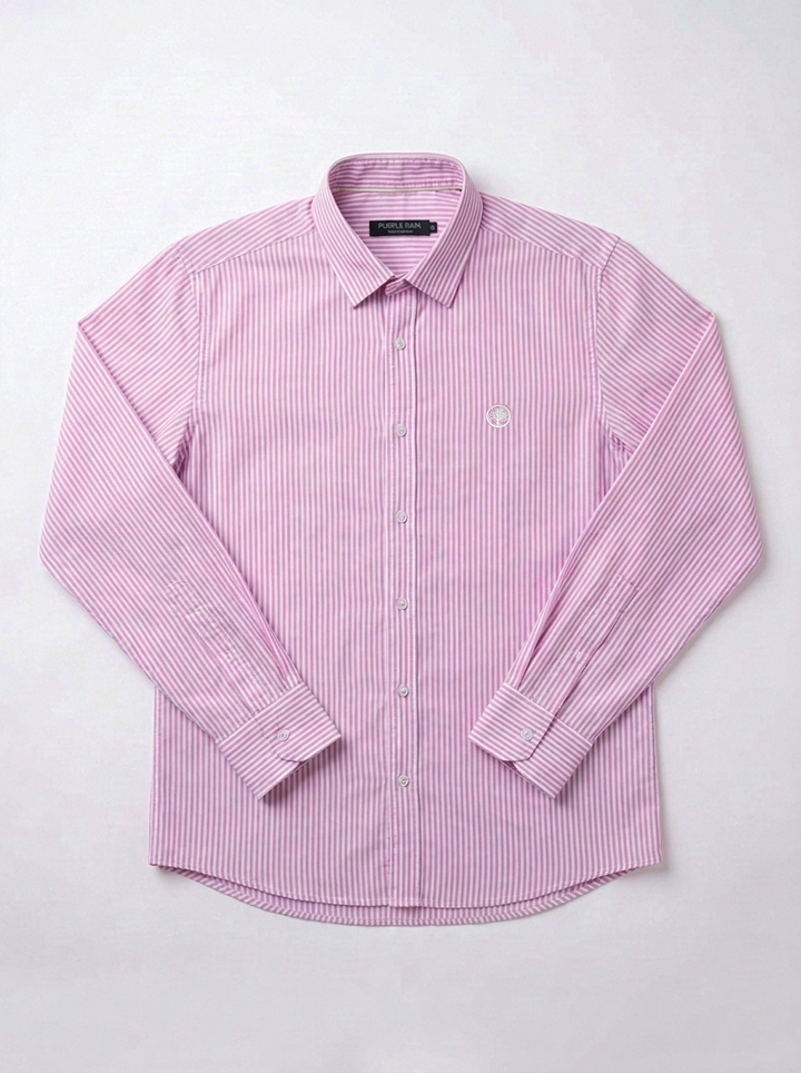 Camisa de Rayas Hombre Cuello Italiano | Portofino | Purple Rain