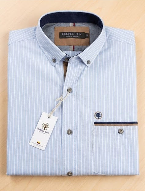 Camisa Manga Corta Rayas Detalles Unicos