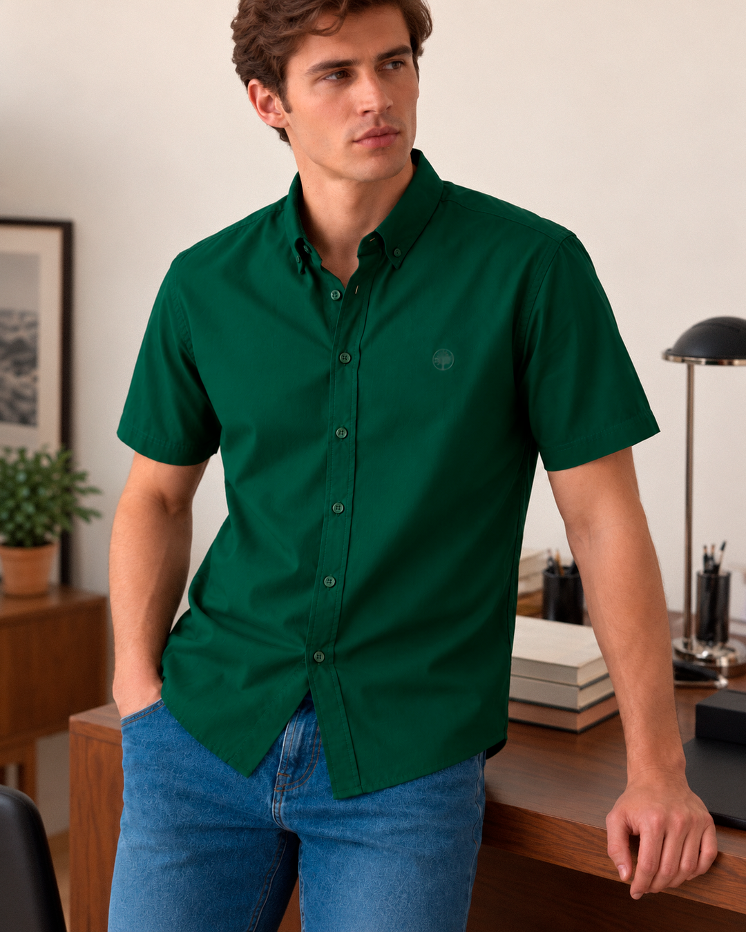 Camisa Hombre Manga Corta Tela Fría Premium Stretch