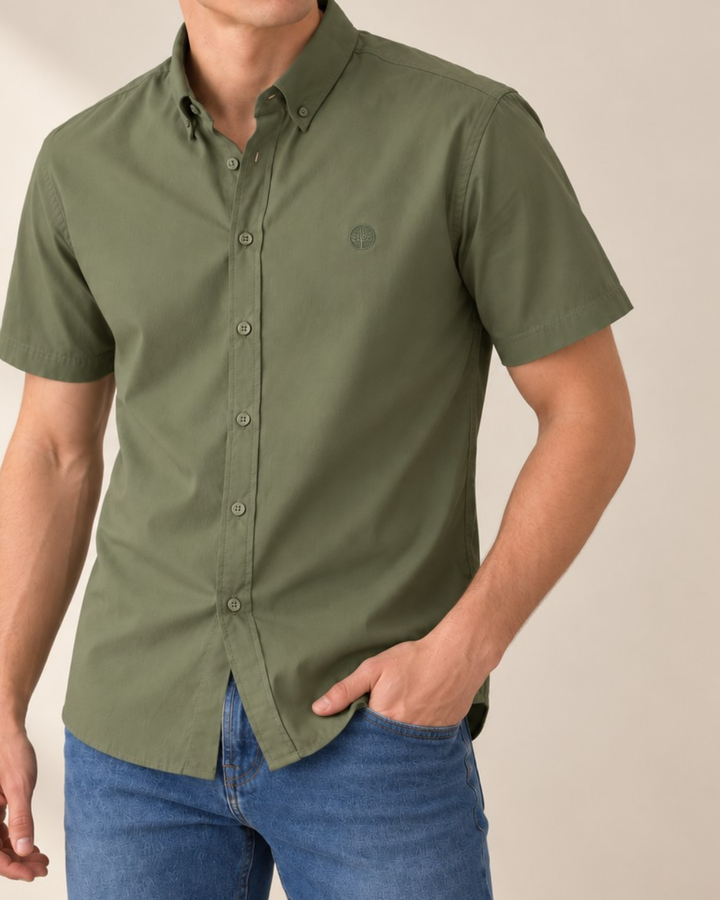 Camisa Hombre Manga Corta Tela Fría Premium Stretch