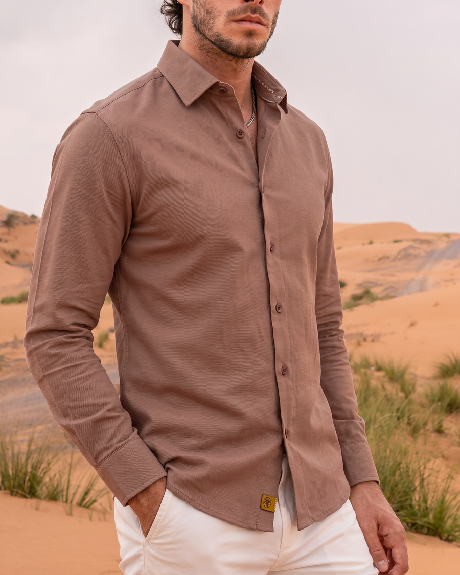 Camisa Texturizada Stretch Premium Hombre | Estilo Old Money – Purple Rain