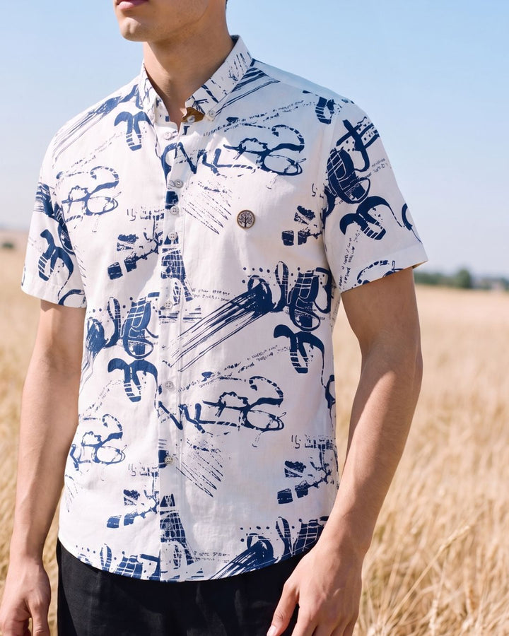 Camisa manga corta  Estampada Amalfi| Purple Rain