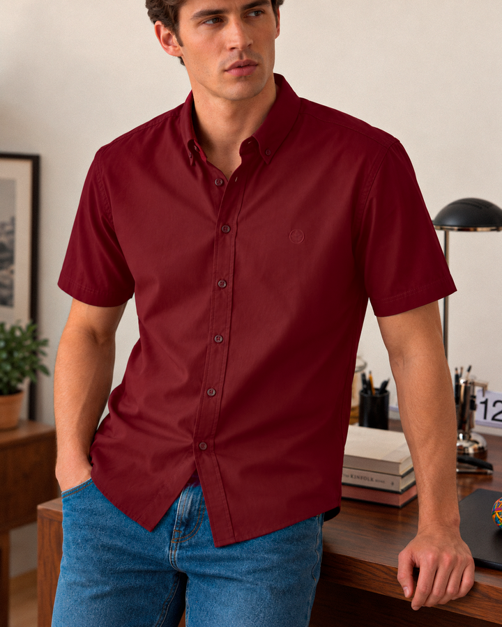 Camisa Hombre Manga Corta Tela Fría Premium Stretch