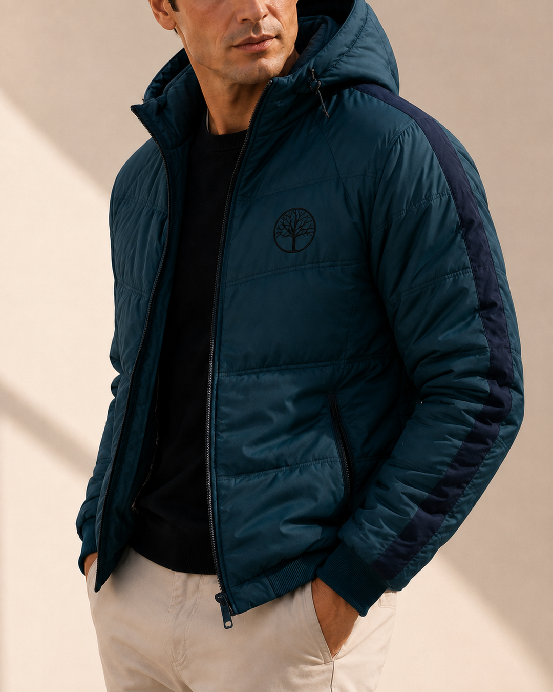 Chaqueta Doble Faz Hombre Acolchada con Capota