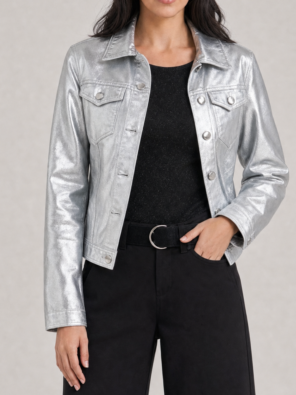 Chaqueta Dama silver /  Acabado metalizado - Purple Rain