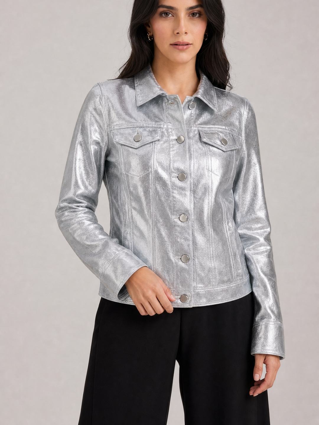 Chaqueta Dama silver /  Acabado metalizado - Purple Rain