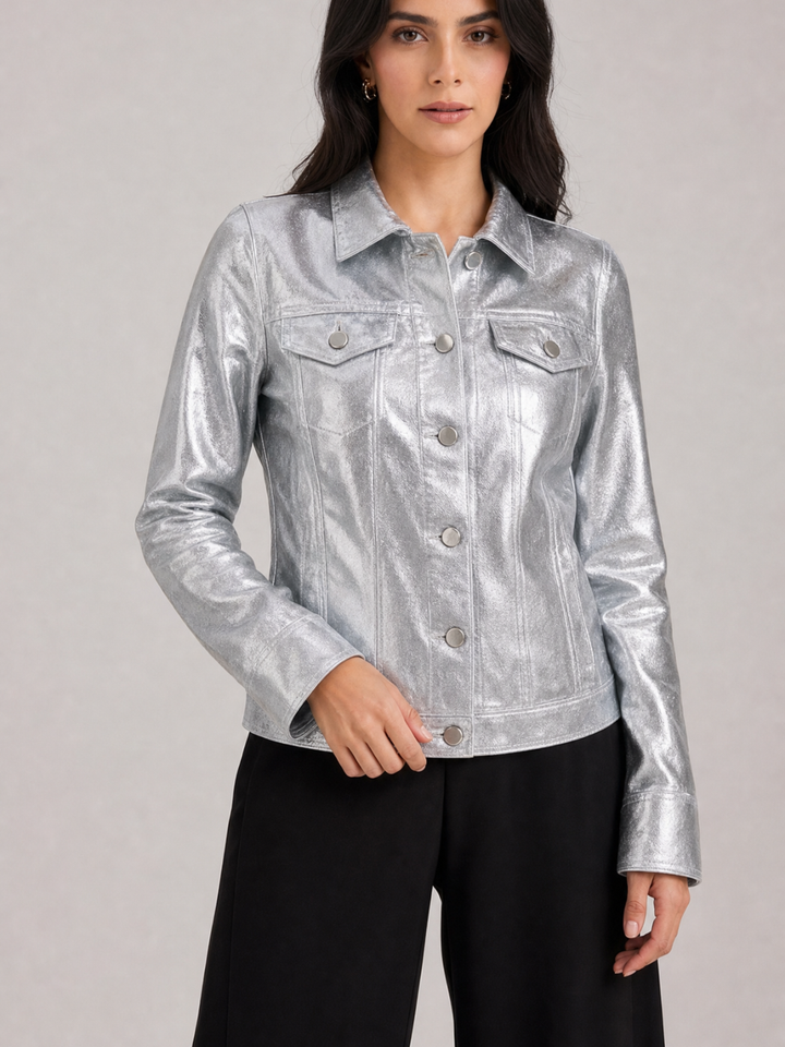 Chaqueta Dama silver /  Acabado metalizado - Purple Rain