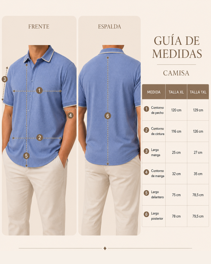 Camisa Capri para Hombre en Algodón Fresco — Tallas XL a 4XL