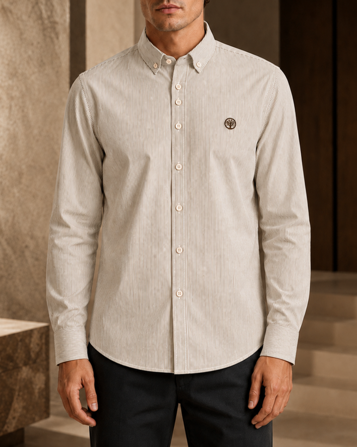 Camisa Esencial Hombre Manga Larga Raya Delgada - Purple Rain