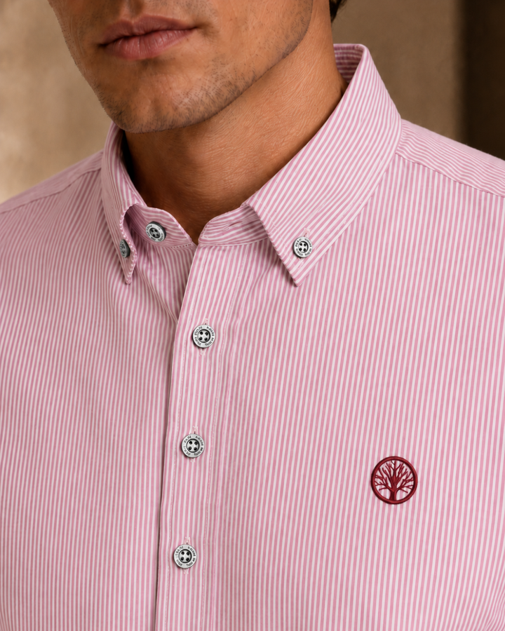 Camisa Esencial Hombre Manga Larga Raya Delgada - Purple Rain