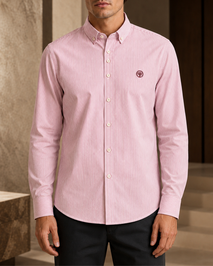 Camisa Esencial Hombre Manga Larga Raya Delgada - Purple Rain