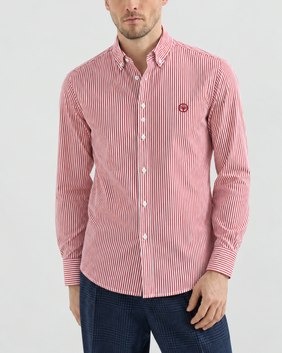 Camisa Esencial Hombre Manga Larga Raya Gruesa