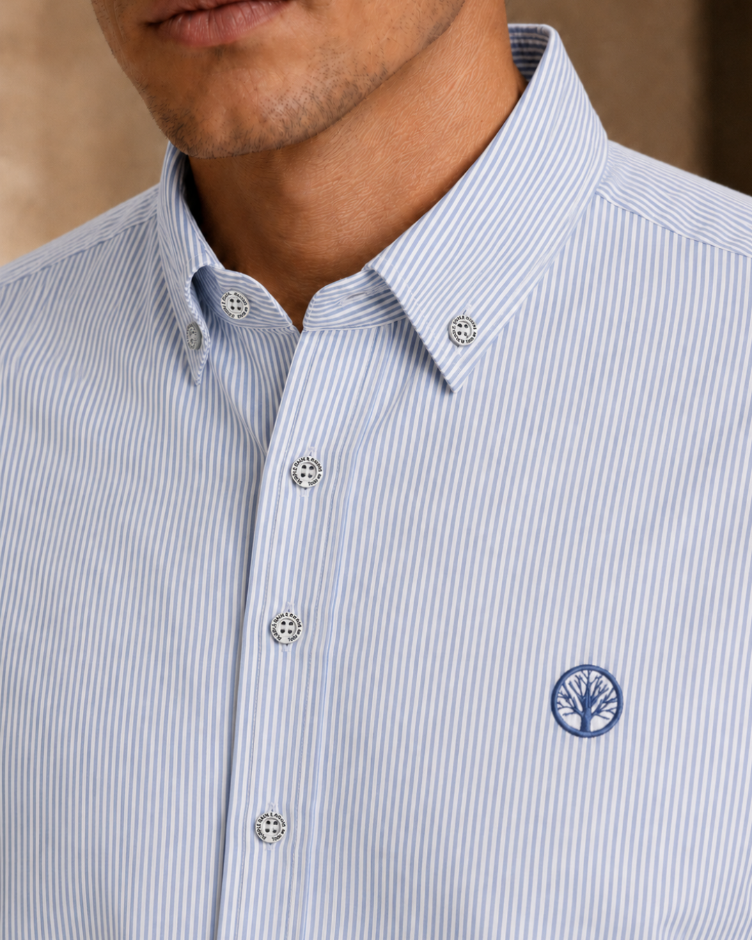 Camisa Esencial Hombre Manga Larga Raya Gruesa