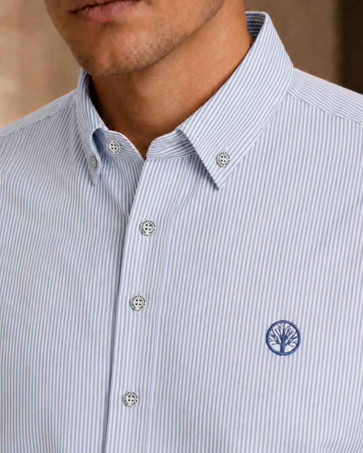Camisa Esencial Hombre Manga Larga Raya Gruesa