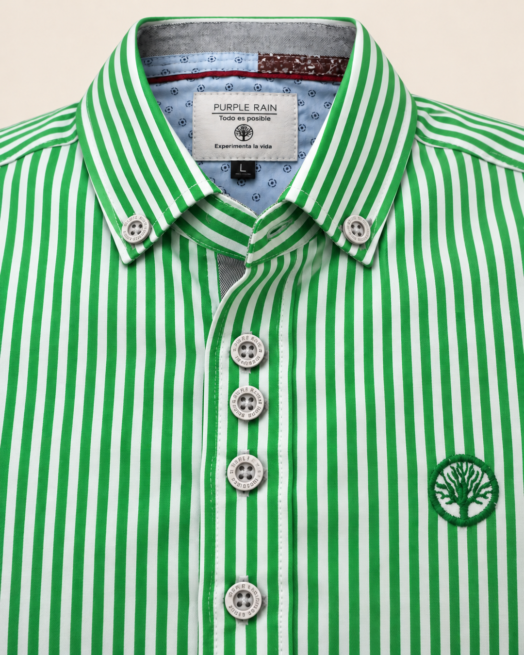 Camisa Esencial Hombre Manga Larga Raya Gruesa