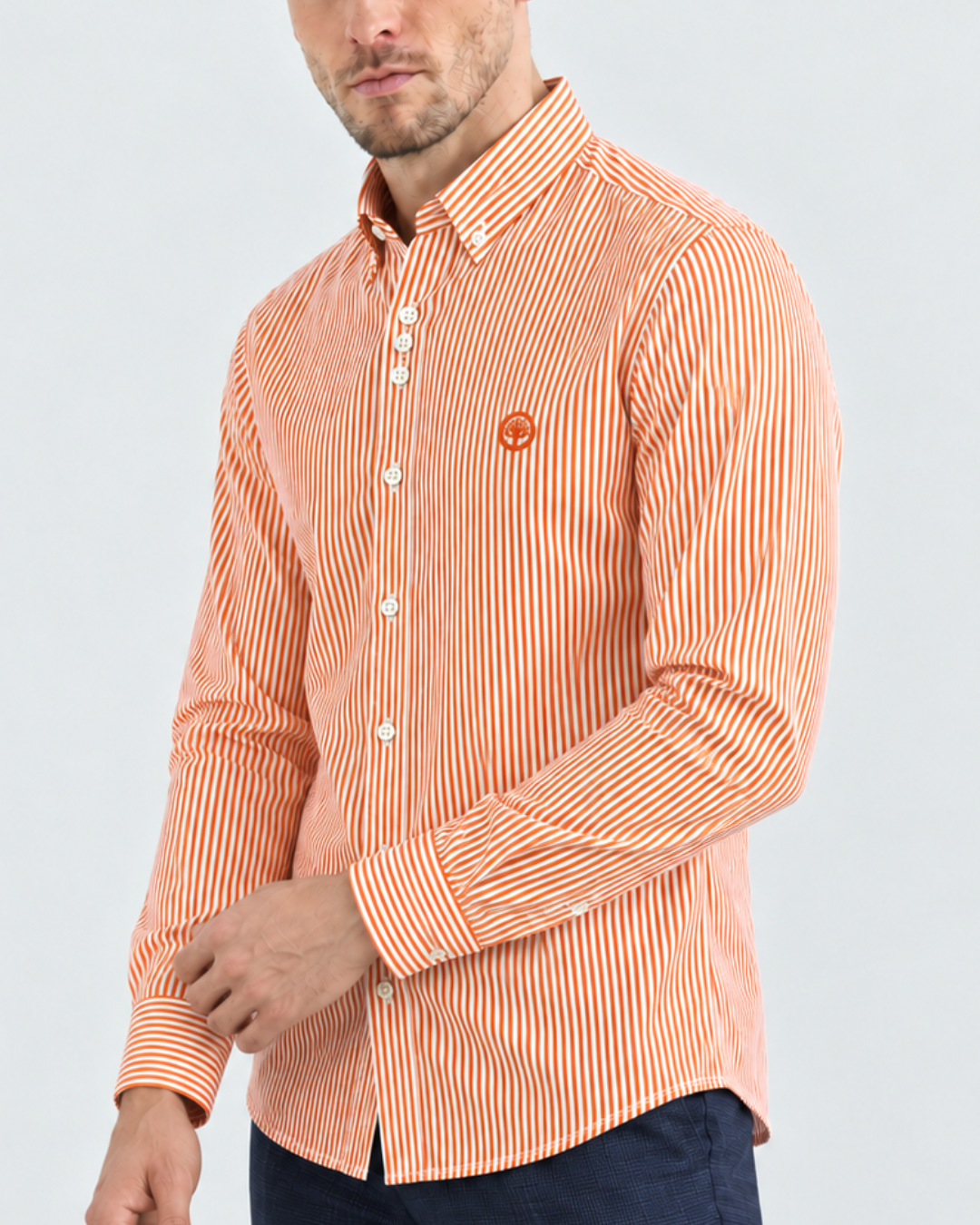 Camisa Esencial Hombre Manga Larga Raya Gruesa